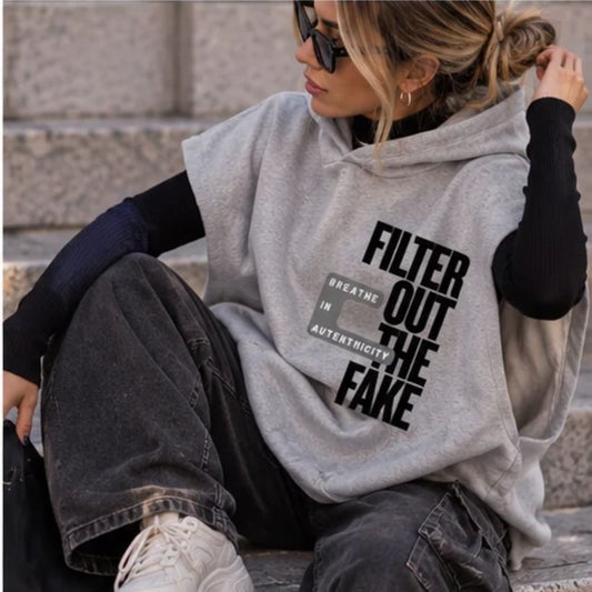 Sudadera Sin Mangas Oversize Culture Mask – Filter Out The Fake