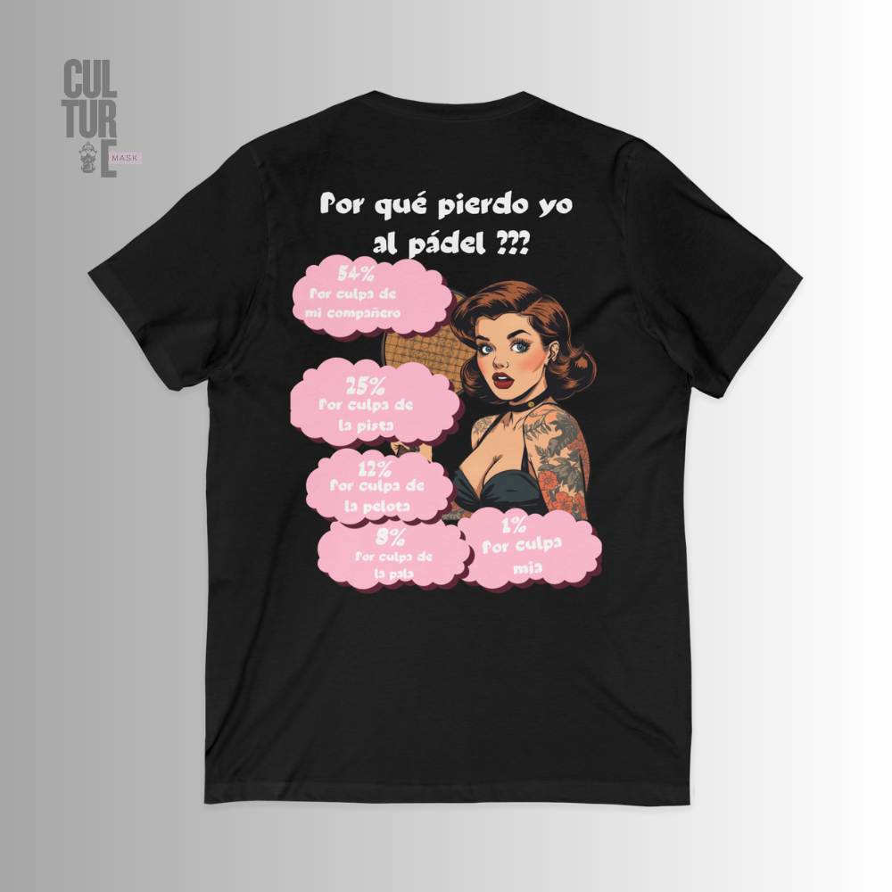 Camiseta pádel— 'Por qué pierdo yo al pádel?' Retro Pin-Up V‑Neck