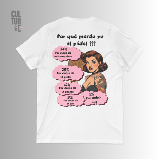 Culture Mask * Why I Lose at Padel Retro V-Neck T-shirt /USA