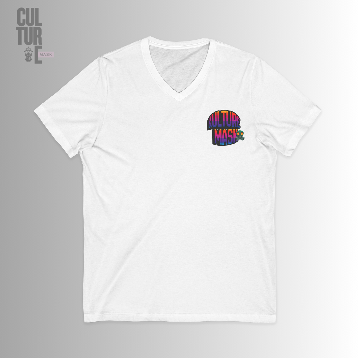 Culture Mask - V-Neck T-shirt "Filter Out the Fake" | Retro 3D White