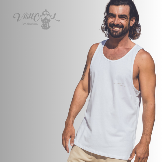 Visttcool  - Camiseta Unisex "Minimal Wave" | Algodón Orgánico Blanco