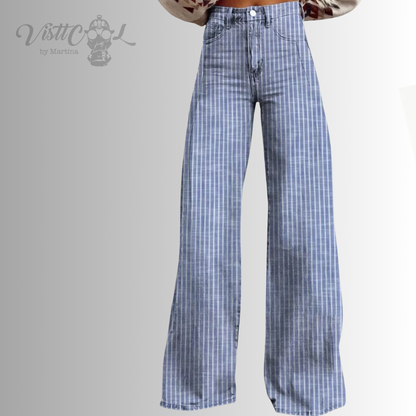 Visttcool - Pantalones Vaqueros "Striped Flare" | Tiro Alto & Pata Ancha