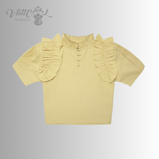 Visttcool- Blusa Artesanal "Lino & Volantes" | Edición Limitada Amarilla