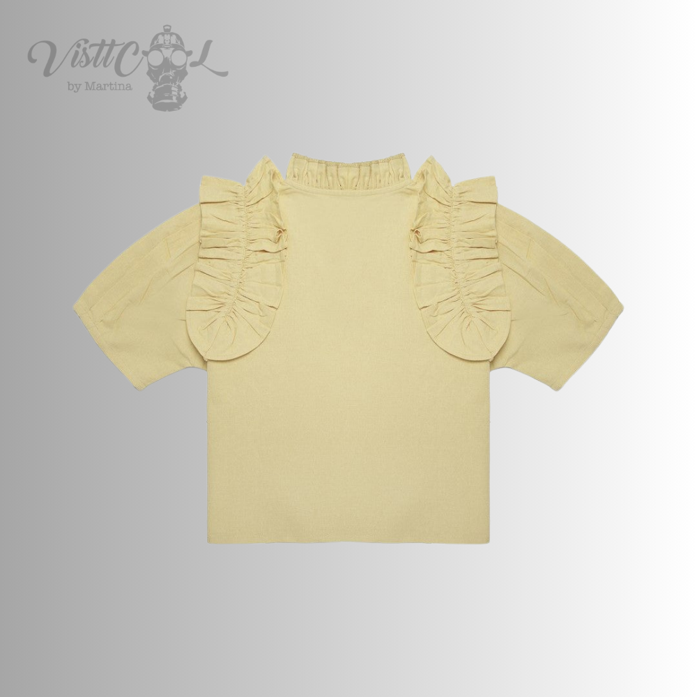 Visttcool- Blusa Artesanal "Lino & Volantes" | Edición Limitada Amarilla