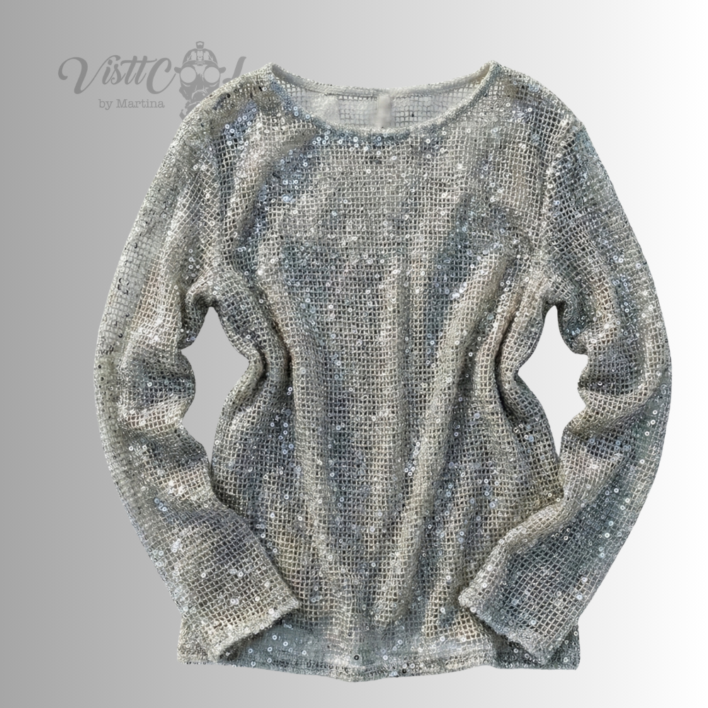 Visttcool - Top de Malla Metalizada con Lentejuelas "Night Out" | Plateado
