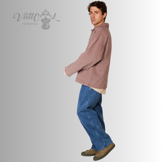 Visttcool - Sobrecamisa Denim Burdeos Desgastado "Fine Wine" | Estilo Polera