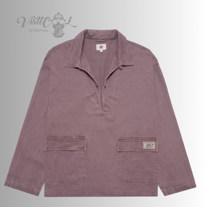 Visttcool - Sobrecamisa Denim Burdeos Desgastado "Fine Wine" | Estilo Polera