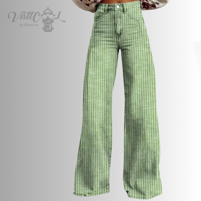 Visttcool - Pantalones Vaqueros "Striped Flare" | Tiro Alto & Pata Ancha