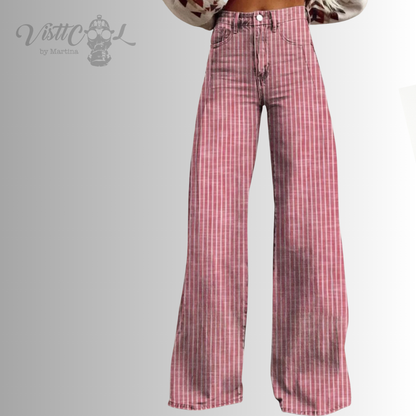 Visttcool - Pantalones Vaqueros "Striped Flare" | Tiro Alto & Pata Ancha