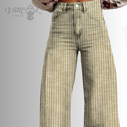 Visttcool - Pantalones Vaqueros "Striped Flare" | Tiro Alto & Pata Ancha