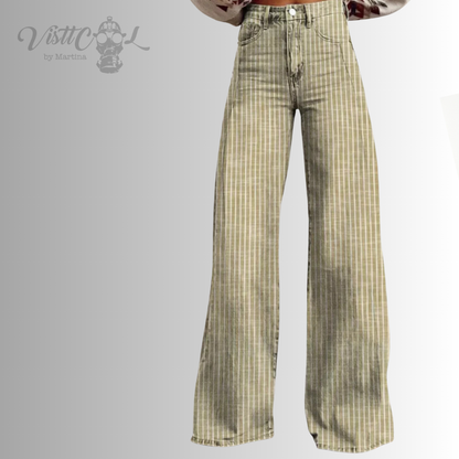 Visttcool - Pantalones Vaqueros "Striped Flare" | Tiro Alto & Pata Ancha