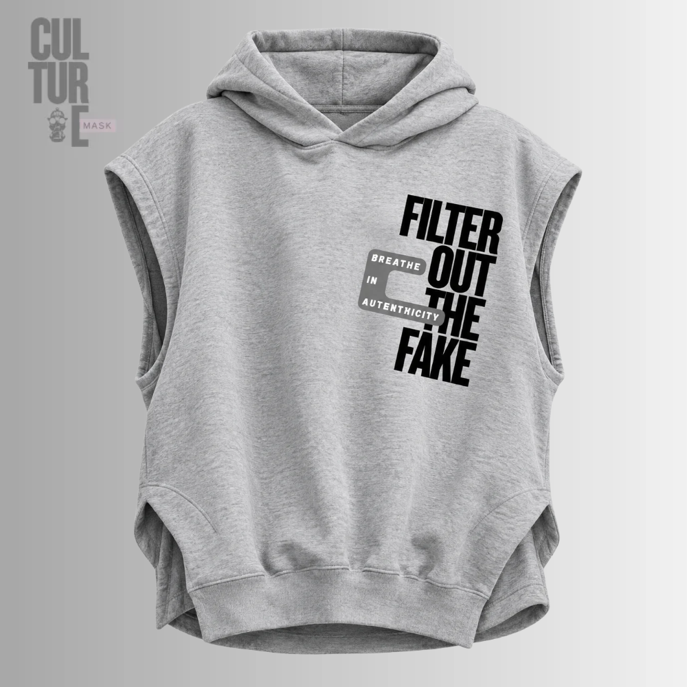 Sudadera Sin Mangas Oversize Culture Mask – Filter Out The Fake