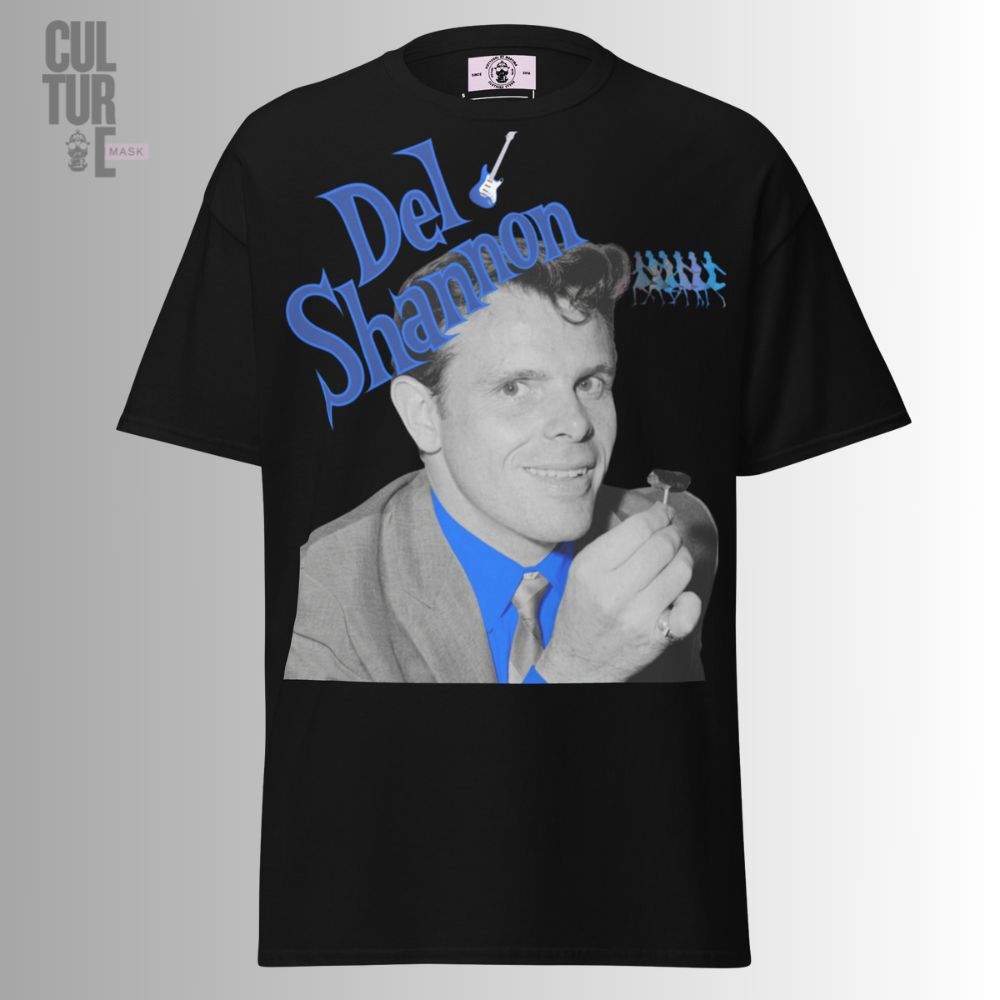 Consigue la camiseta del shannon de Culture Mask. Diseño gráfico exclusivo inspirado en Del Shannon con una estética de música vintage y streetwear. ¡Envío gratis!