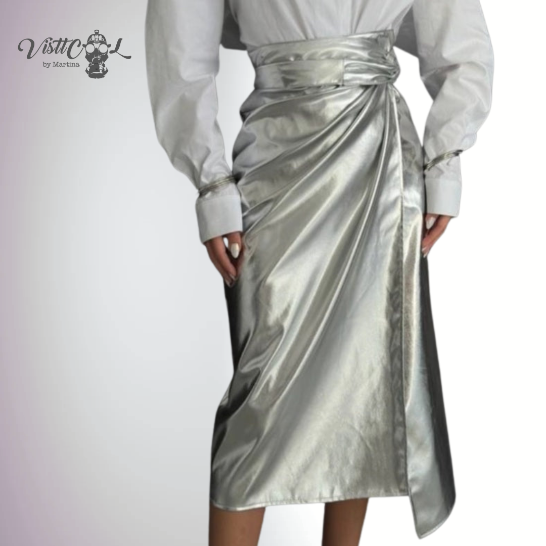 Metallic midi skirt 