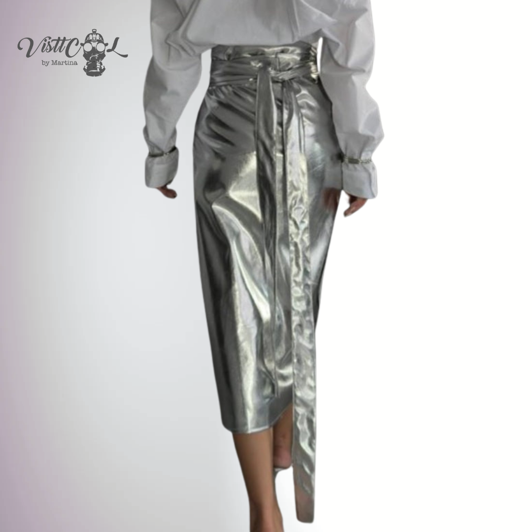 Metallic midi skirt 