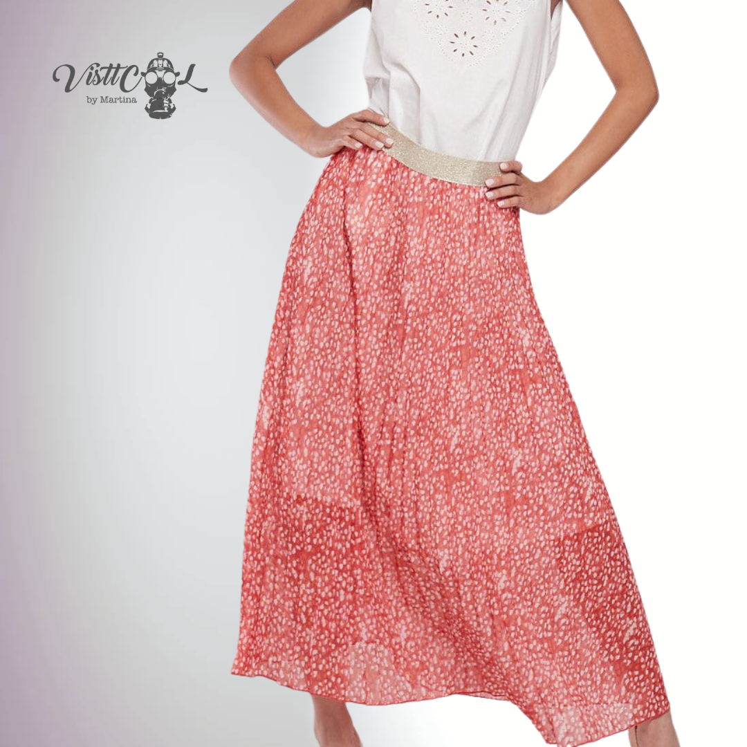 Printed pleated skirt