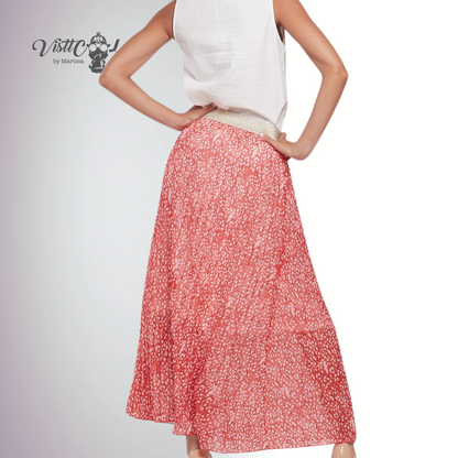 Printed pleated skirt