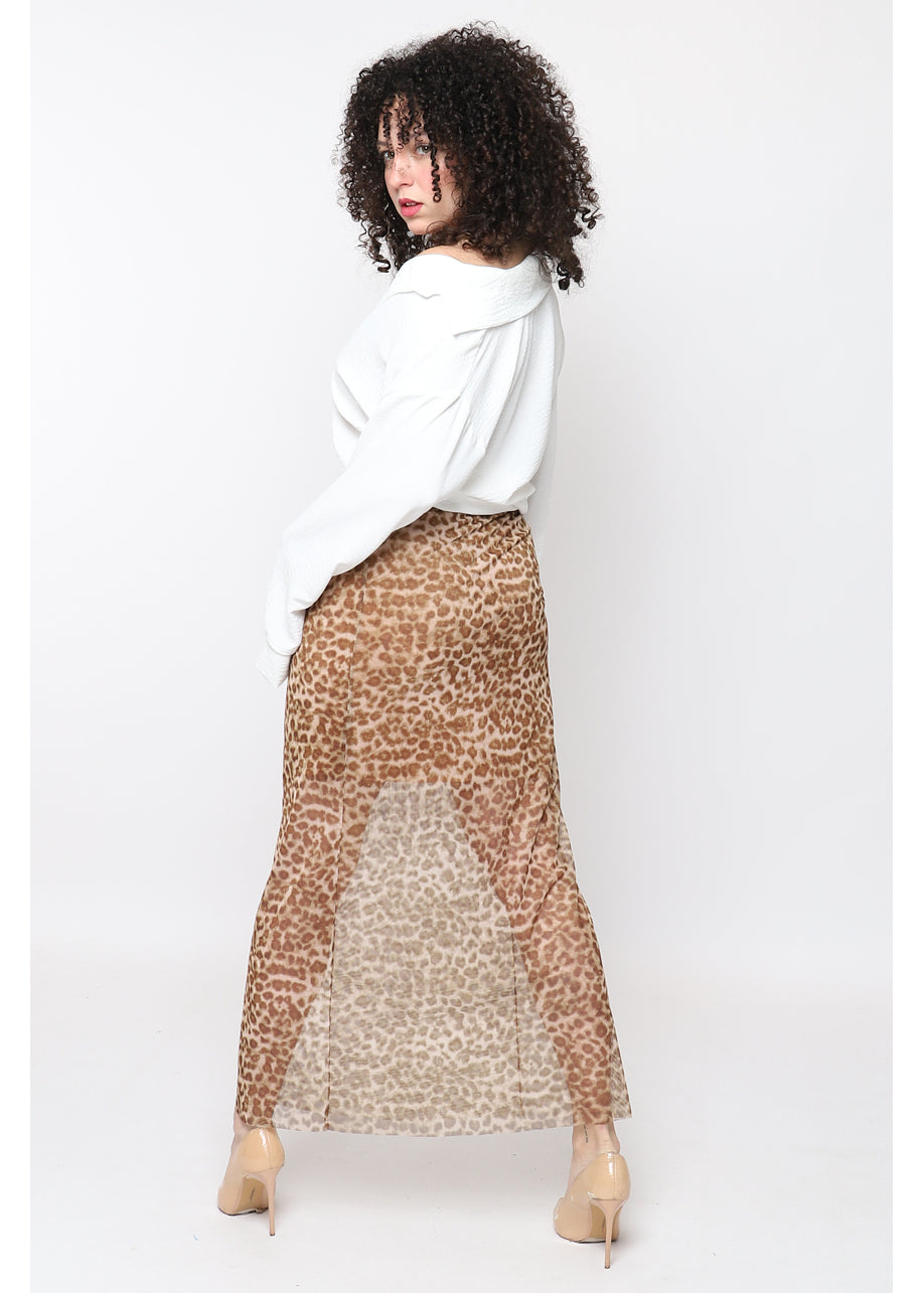 Falda de gasa estampado leopardo