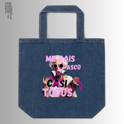 Bolsa tote bag vaquera de algodón orgánico con diseño Culture Mask