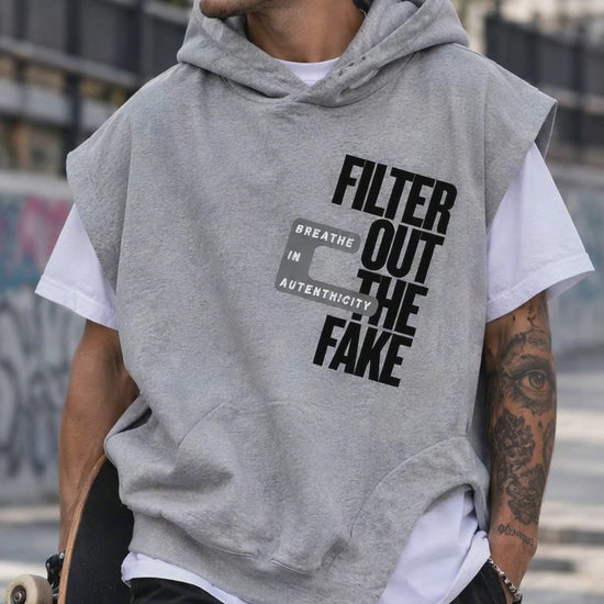 Modelo con sudadera sin mangas oversize gris Culture Mask After Hours