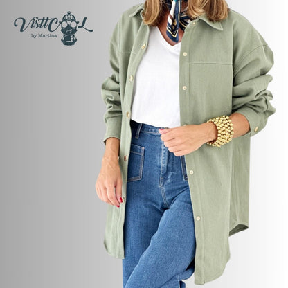 Chaqueta-camisa oversize con bordado