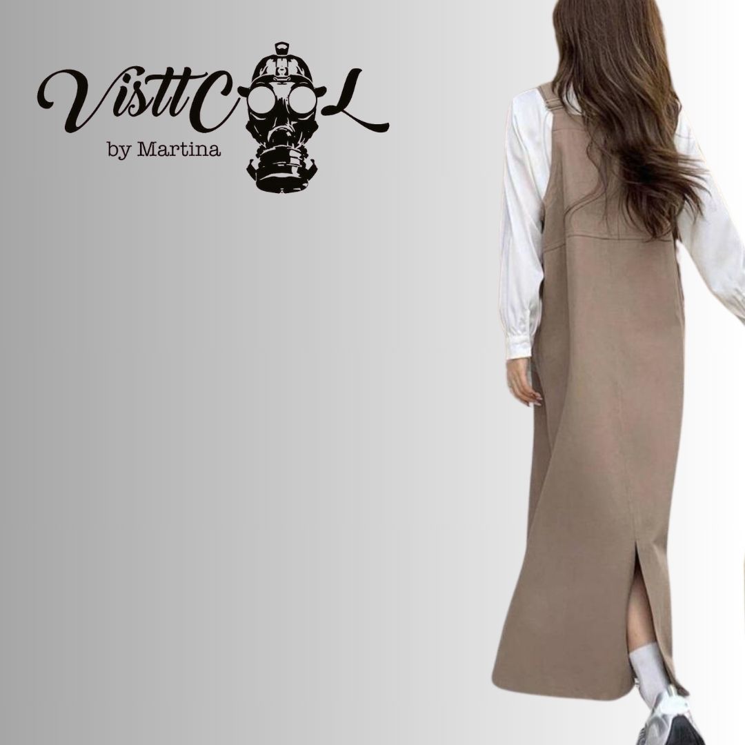 Vestido Peto vaquero beige