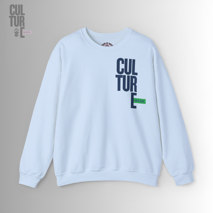 sudadera-unisex-azul-front-culture-mask.jpg -> Parte delantera de la sudadera unisex azul claro con acabados elasticos en los puños.